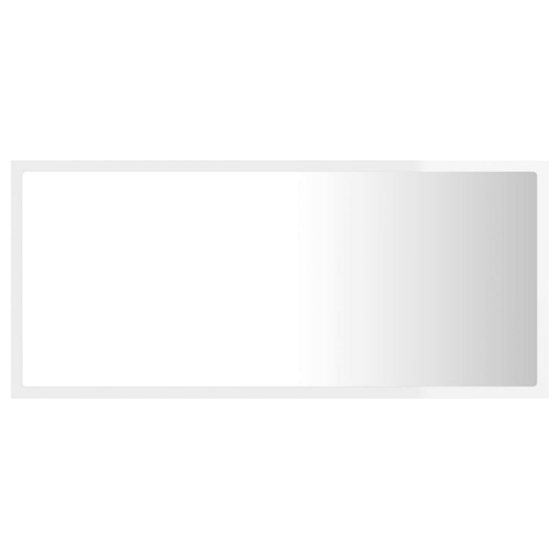 vidaXL magasfényű fehér akril LED-es fürdőszobatükör 90x8,5x37 cm