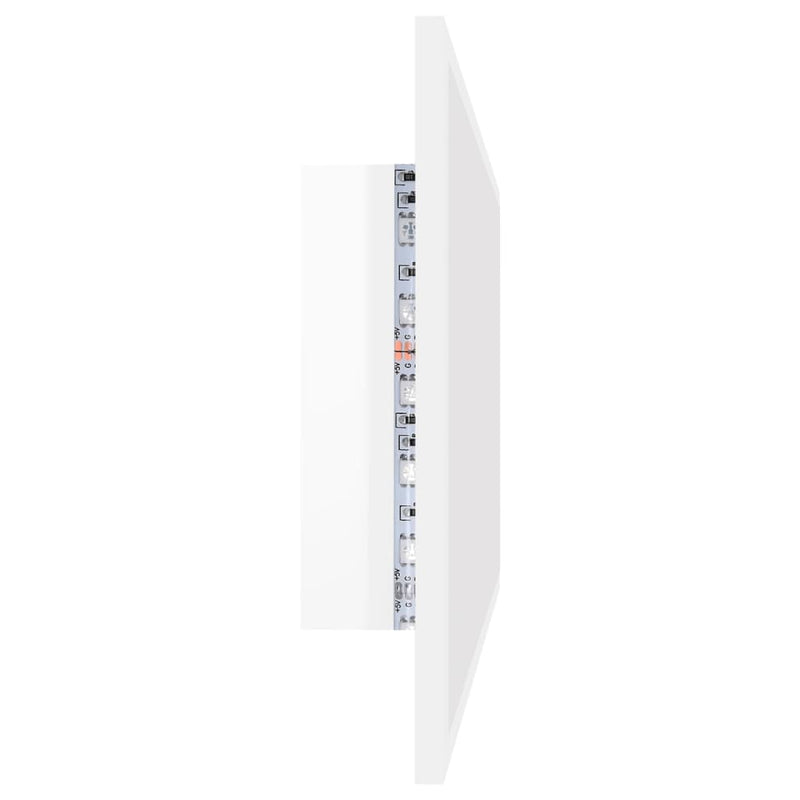 vidaXL magasfényű fehér akril LED-es fürdőszobatükör 90x8,5x37 cm