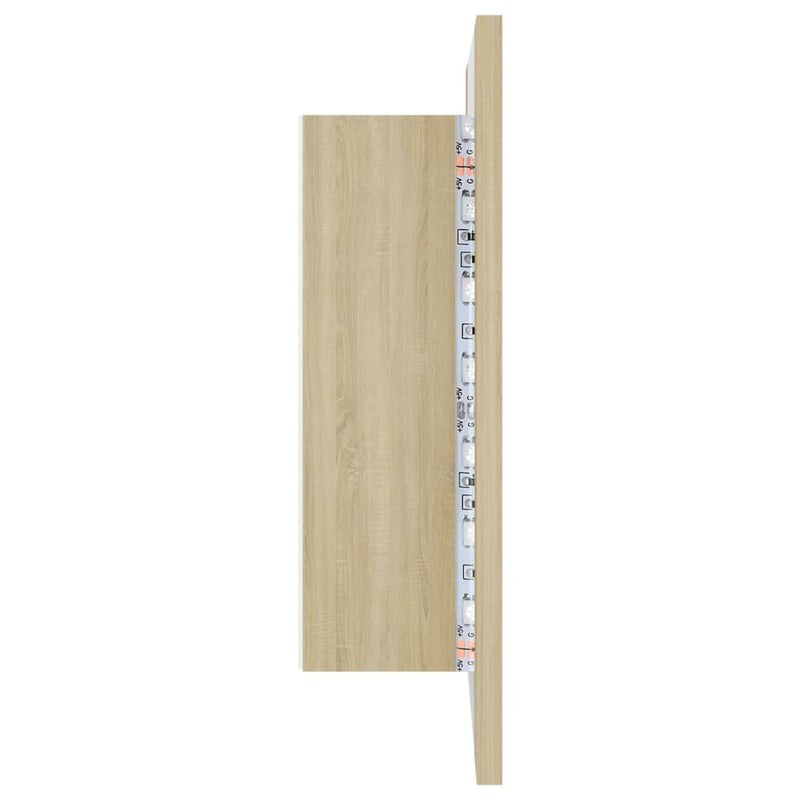 vidaXL tölgyszínű akril LED-es tükrös fürdőszobaszekrény 40x12x45 cm