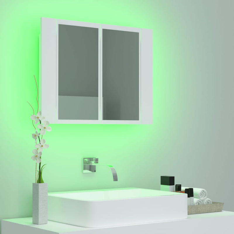 vidaXL fehér akril LED-es fürdőszobaszekrény tükörrel 60x12x45 cm