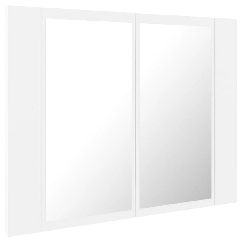vidaXL fehér akril LED-es fürdőszobaszekrény tükörrel 60x12x45 cm
