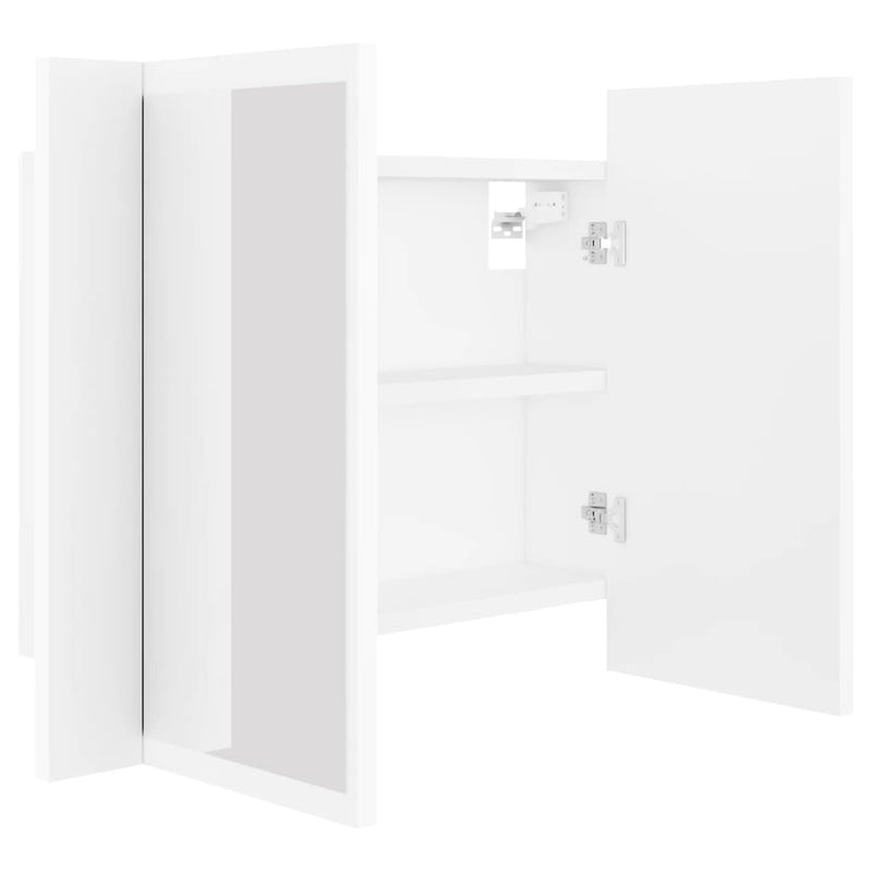 vidaXL fehér akril LED-es fürdőszobaszekrény tükörrel 60x12x45 cm