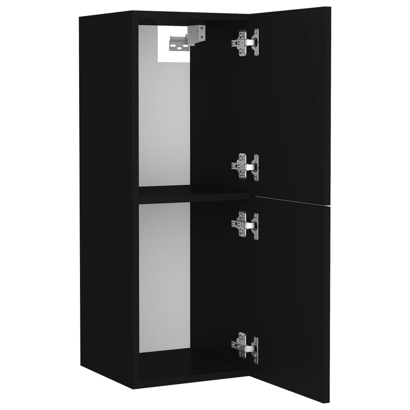 vidaXL fekete forgácslap fürdőszobaszekrény 30 x 30 x 80 cm