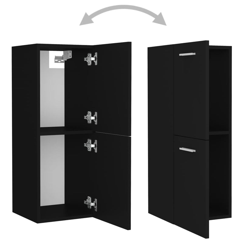 vidaXL fekete forgácslap fürdőszobaszekrény 30 x 30 x 80 cm