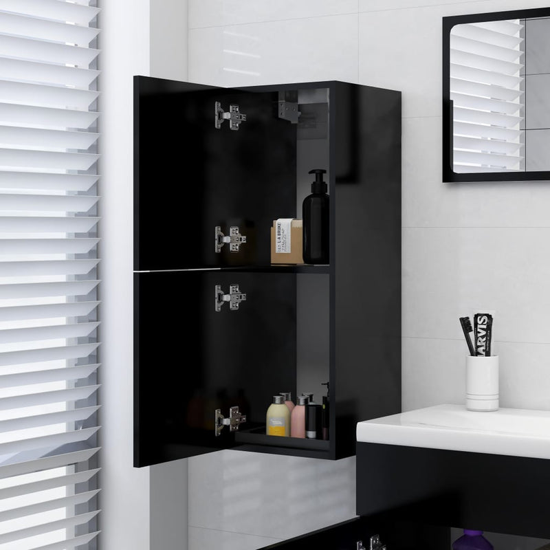 vidaXL fekete forgácslap fürdőszobaszekrény 30 x 30 x 80 cm