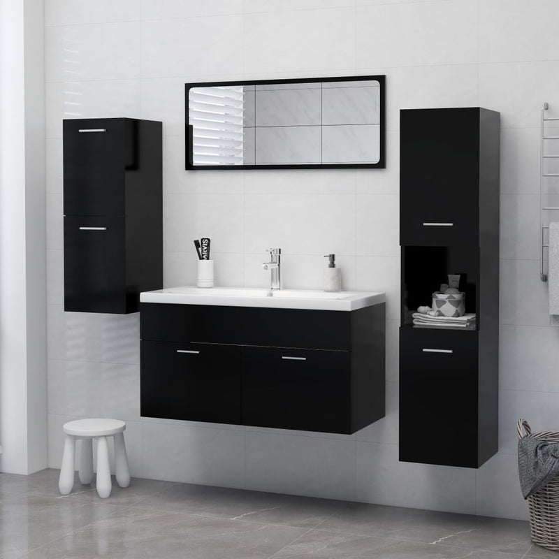 vidaXL fekete forgácslap fürdőszobaszekrény 30 x 30 x 80 cm