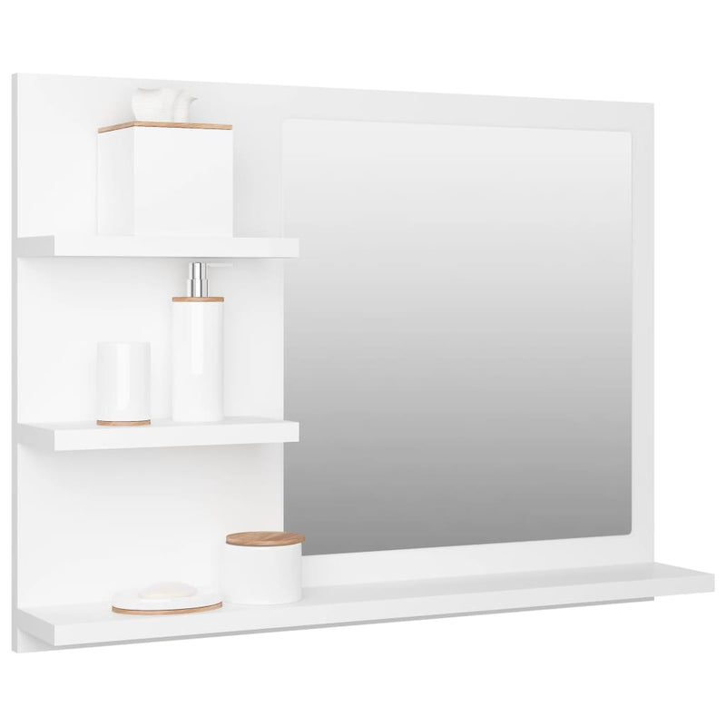 vidaXL fehér szerelt fa fürdőszobai tükör 60 x 10,5 x 45 cm