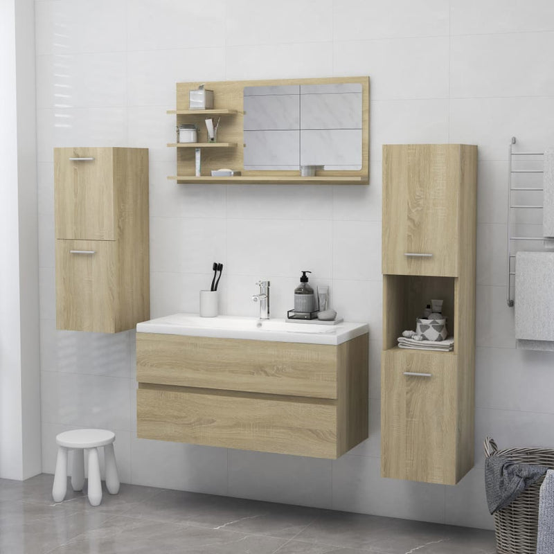 vidaXL sonoma tölgy színű szerelt fa fürdőszobai tükör 90x10,5x45 cm