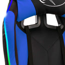 vidaXL kék és fekete műbőr versenyszék RGB LED-világítással