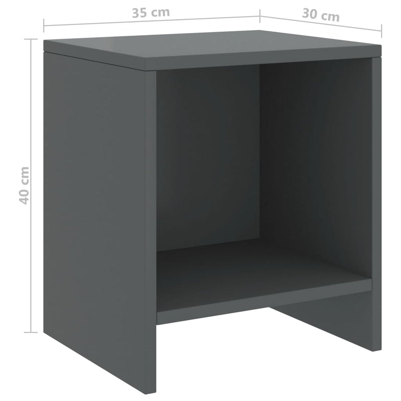 vidaXL 2 db sötétszürke tömör fenyőfa éjjeliszekrény 35 x 30 x 40 cm
