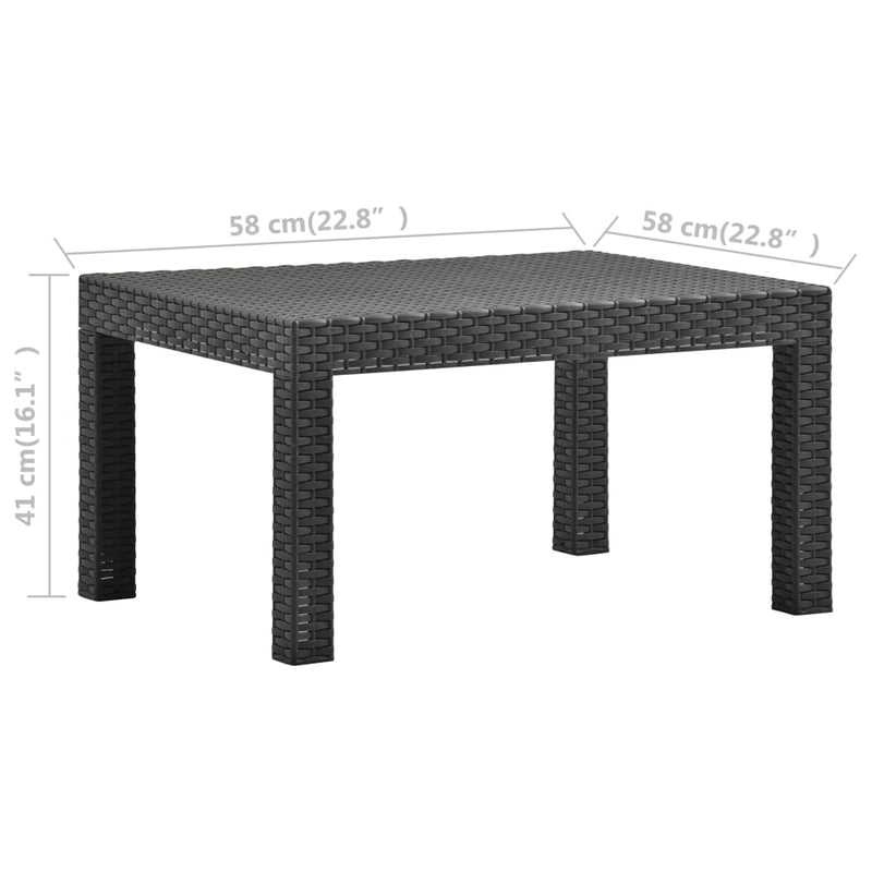 vidaXL antracitszürke PP rattan kerti asztal 58 x 58 x 41 cm