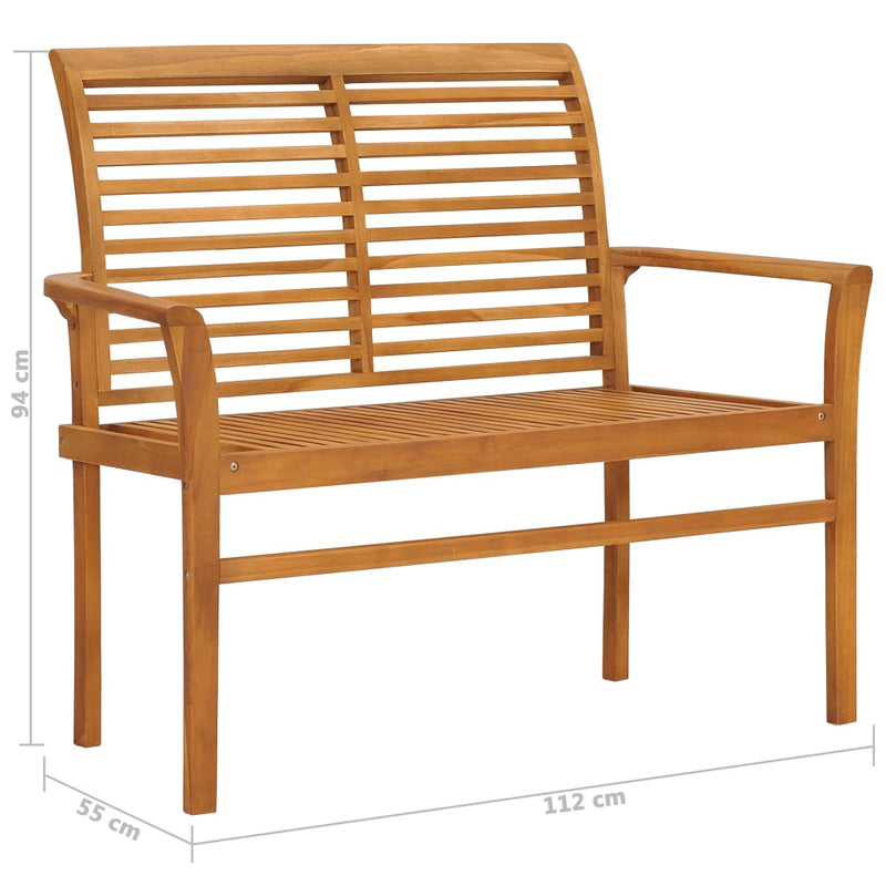 vidaXL tömör tíkfa kerti pad kék párnával 112 cm