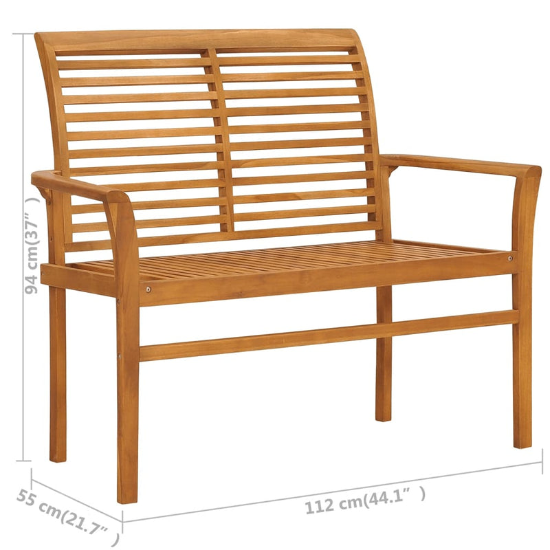 vidaXL tömör tíkfa kerti pad világoskék párnával 112 cm