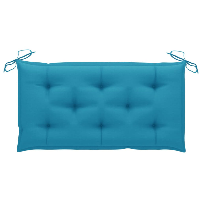vidaXL tömör tíkfa kerti pad világoskék párnával 112 cm
