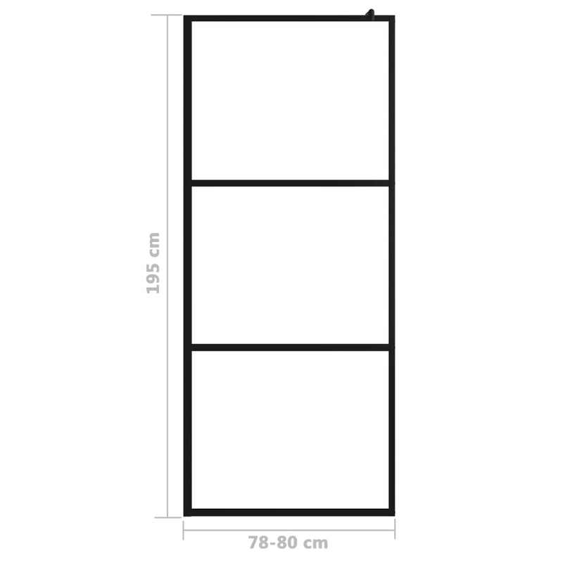 vidaXL fekete zuhanyfal átlátszó ESG üveggel 80 x 195 cm