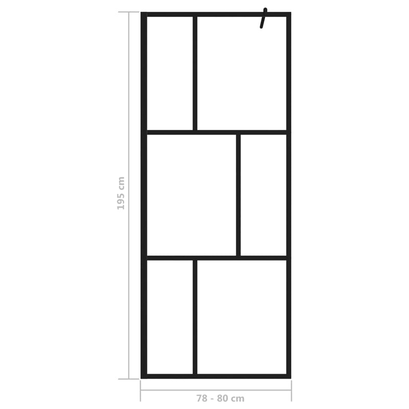 vidaXL fekete zuhanyfal edzett üveggel 80 x 195 cm