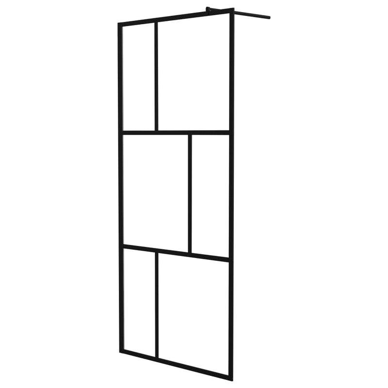 vidaXL fekete zuhanyfal edzett üveggel 90 x 195 cm