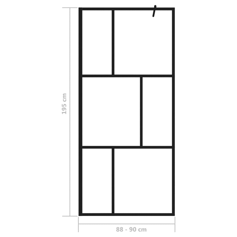 vidaXL fekete zuhanyfal edzett üveggel 90 x 195 cm