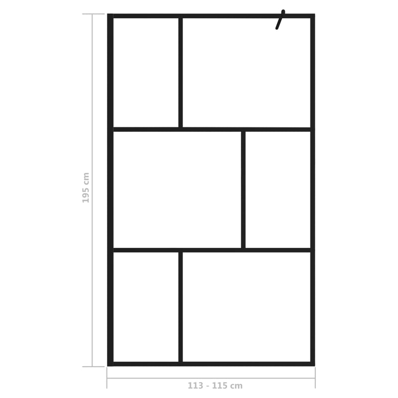 vidaXL fekete zuhanyfal edzett üveggel 115 x 195 cm