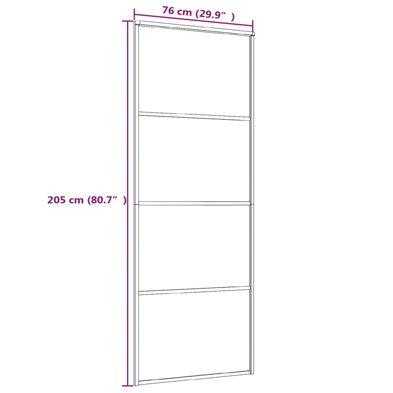 vidaXL fekete alumínium és ESG üveg tolóajtó 76 x 205 cm