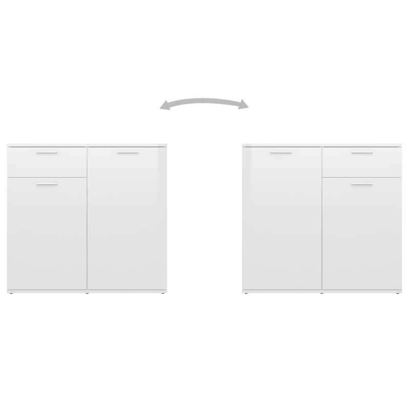 vidaXL magasfényű fehér szerelt fa tálalószekrény 80 x 36 x 75 cm