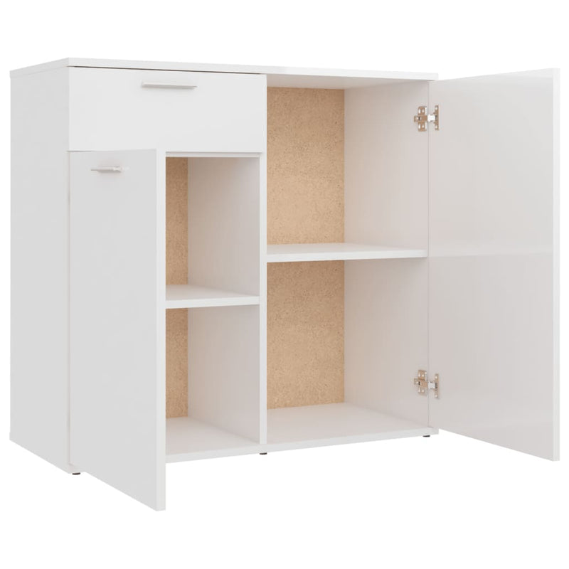 vidaXL magasfényű fehér szerelt fa tálalószekrény 80 x 36 x 75 cm