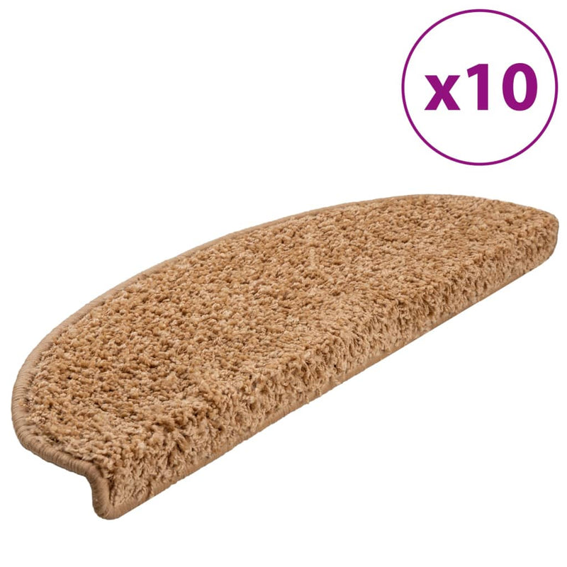 vidaXL 10 db bézs lépcsőszőnyeg 65 x 21 x 4 cm