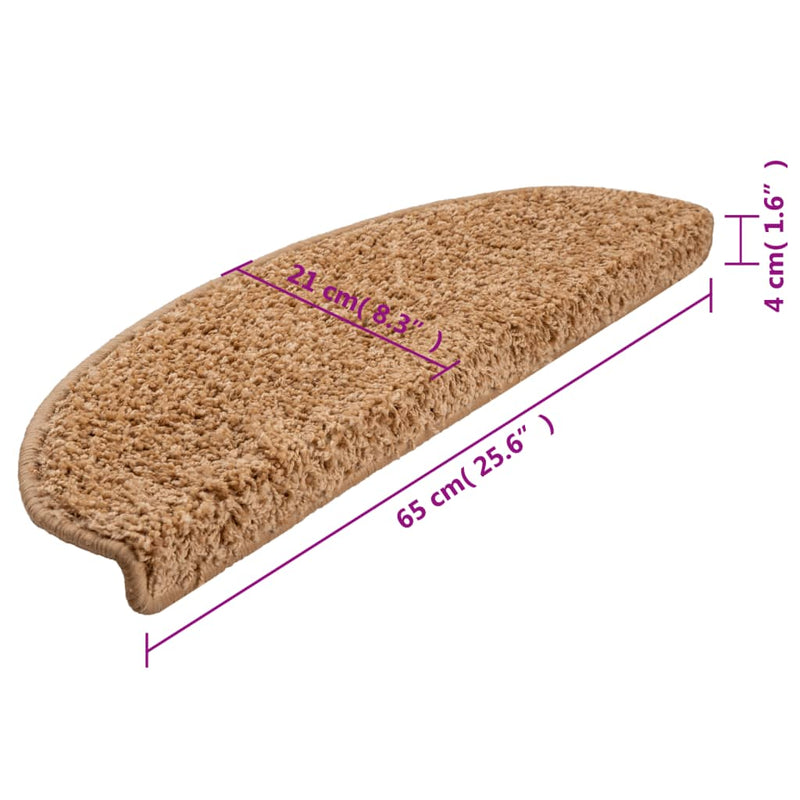 vidaXL 10 db bézs lépcsőszőnyeg 65 x 21 x 4 cm