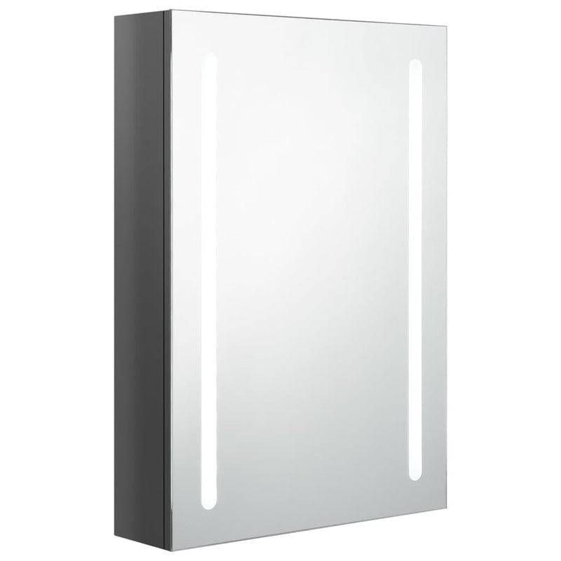 vidaXL fényes szürke LED-es tükrös fürdőszobaszekrény 50 x 13 x 70 cm