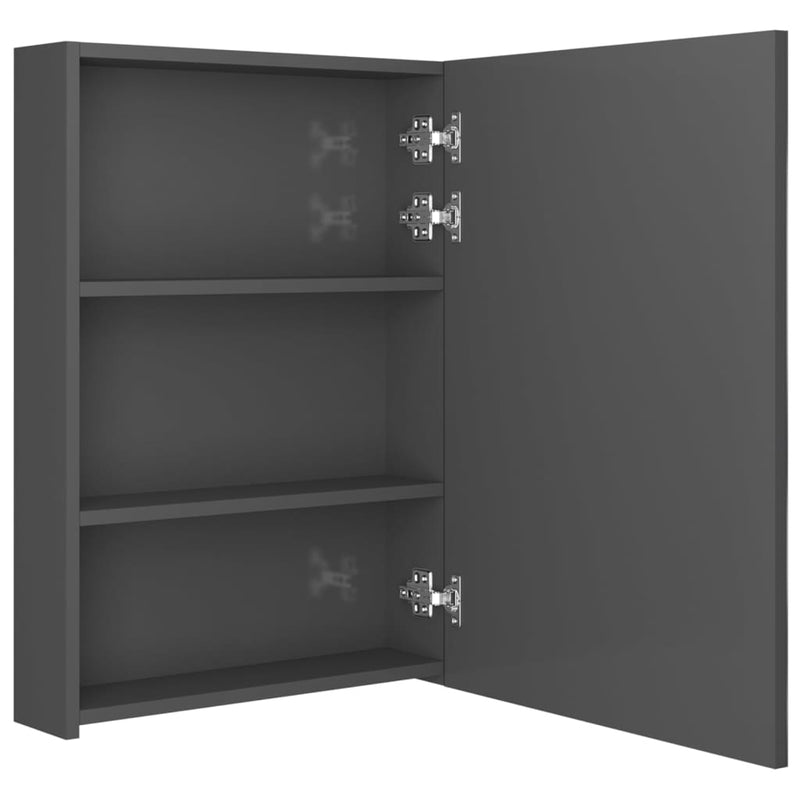 vidaXL fényes szürke LED-es tükrös fürdőszobaszekrény 50 x 13 x 70 cm