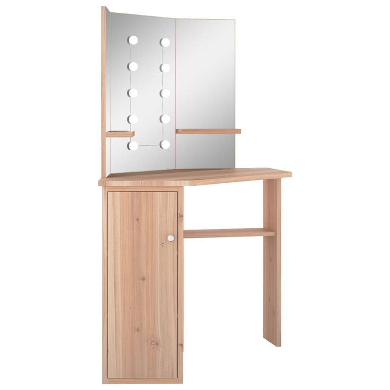 vidaXL fekete sarok-fésülködőasztal LED-világítással 111x54x141,5 cm