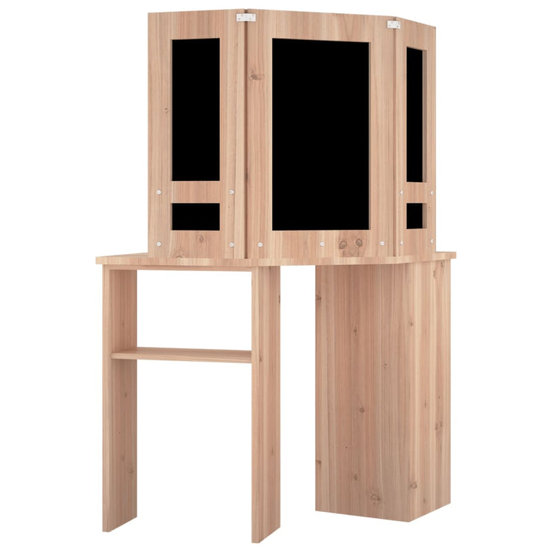 vidaXL fekete sarok-fésülködőasztal LED-világítással 111x54x141,5 cm
