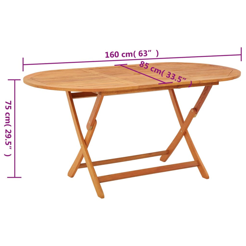 vidaXL tömör eukaliptuszfa összecsukható kerti asztal 160 x 85 x 75 cm