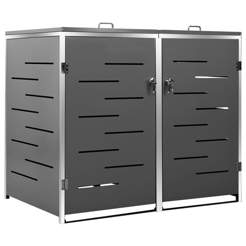 vidaXL acéltároló két gurítható szemeteskukához 138 x 77,5 x 112,5 cm