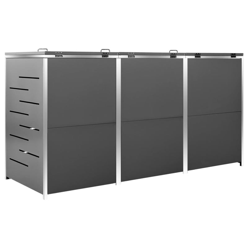 vidaXL acél tároló három gurítható szemeteskukához 207x77,5x112,5 cm