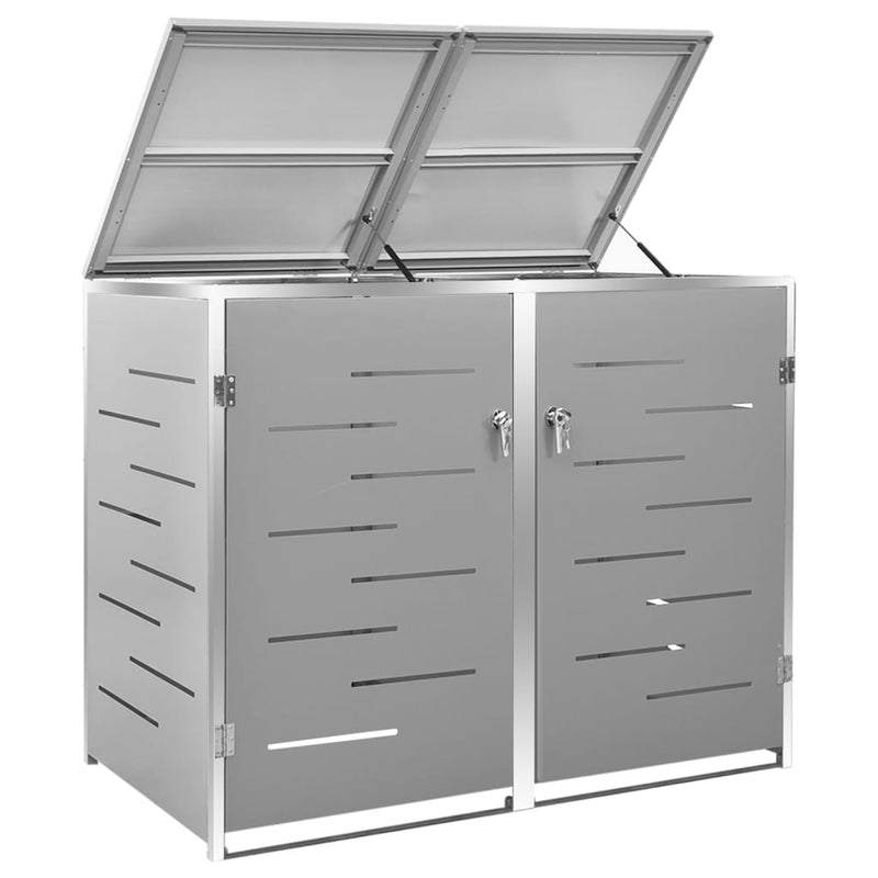 vidaXL acéltároló két gurítható szemeteskukához 138 x 77,5 x 112,5 cm