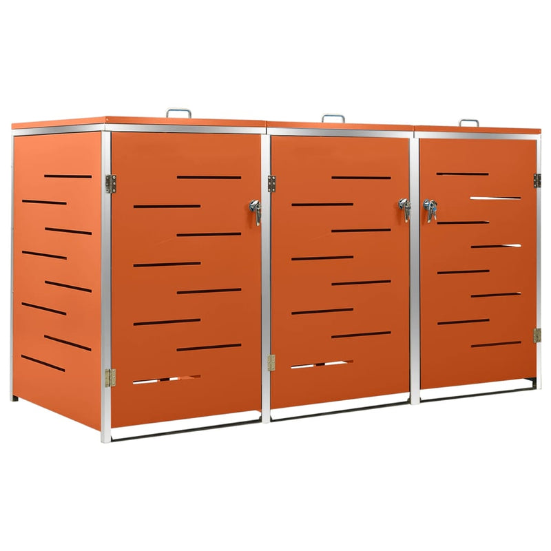 vidaXL acél tároló három gurítható szemeteskukához 207x77,5x112,5 cm