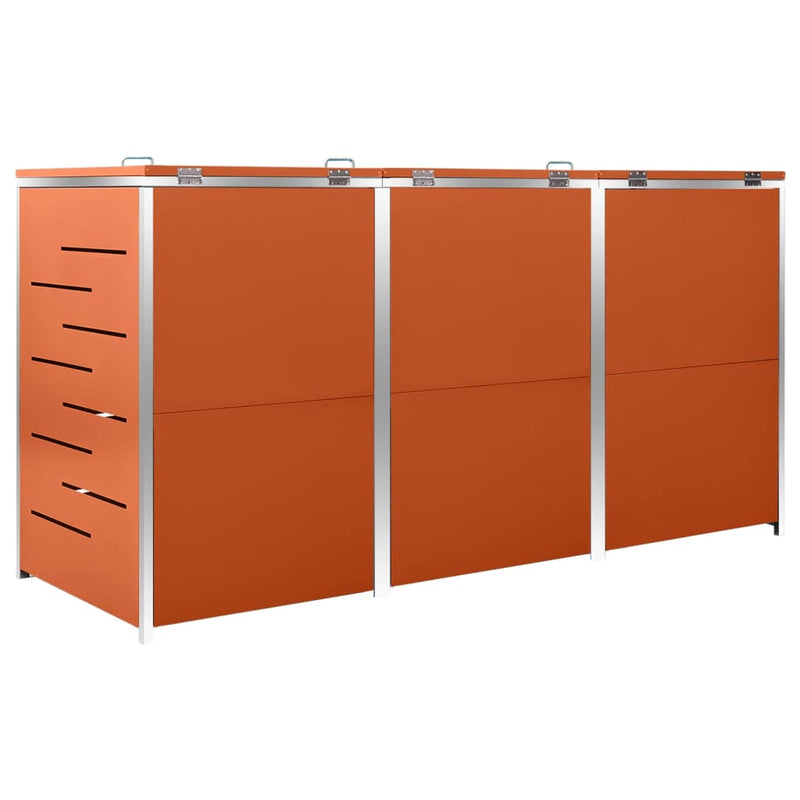 vidaXL acél tároló három gurítható szemeteskukához 207x77,5x112,5 cm