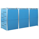 vidaXL acél tároló három gurítható szemeteskukához 207x77,5x112,5 cm