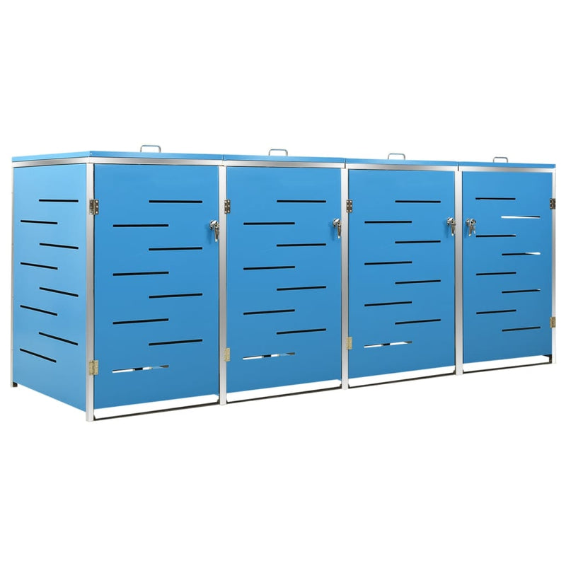 vidaXL acéltároló négy gurítható szemeteskukához 276,5x77,5x112,5 cm