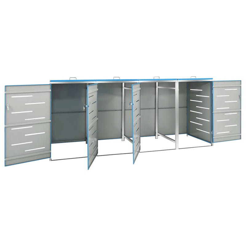 vidaXL acéltároló négy gurítható szemeteskukához 276,5x77,5x112,5 cm