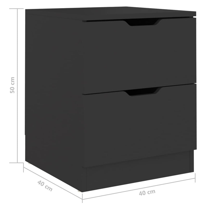 vidaXL 2 db fekete szerelt fa éjjeliszekrény 40 x 40 x 50 cm