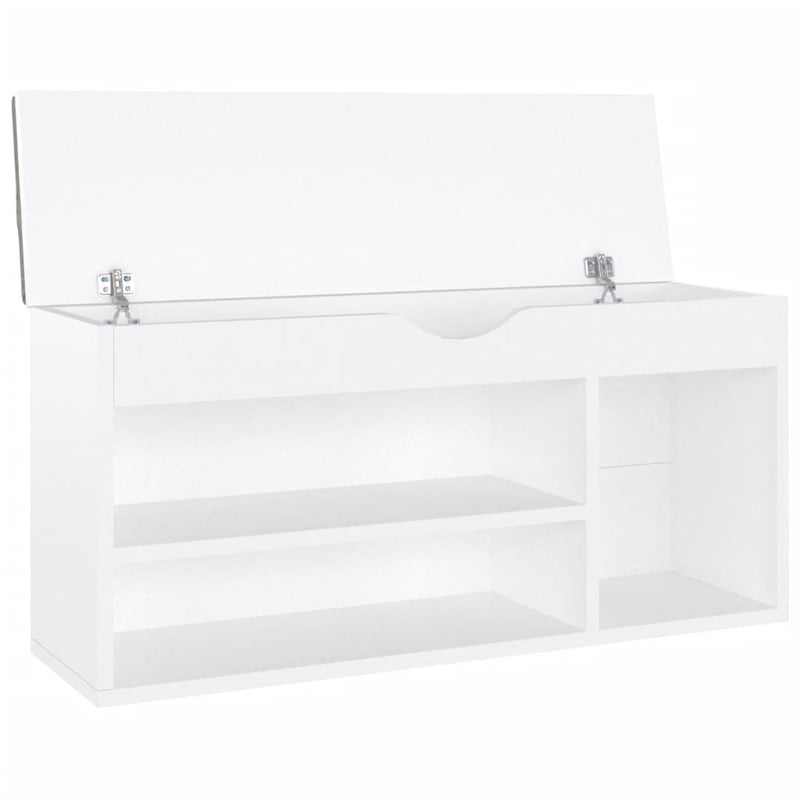 vidaXL fehér szerelt fa cipőtároló pad párnával 104 x 30 x 49 cm
