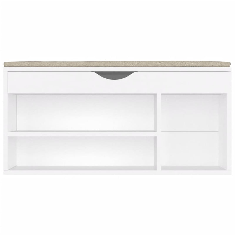 vidaXL fehér szerelt fa cipőtároló pad párnával 104 x 30 x 49 cm