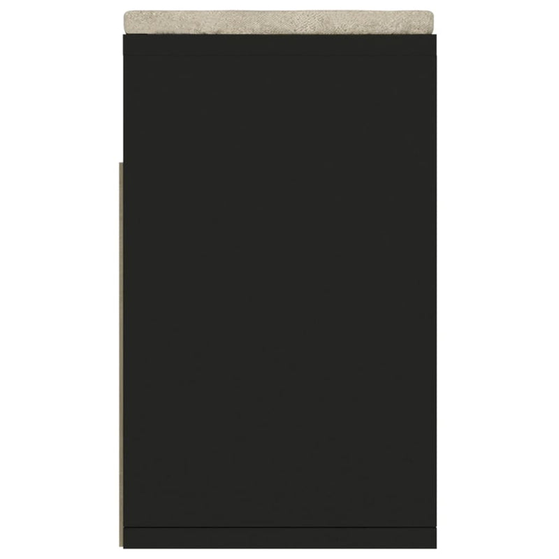 vidaXL fekete szerelt fa cipőtároló pad párnával 104 x 30 x 49 cm