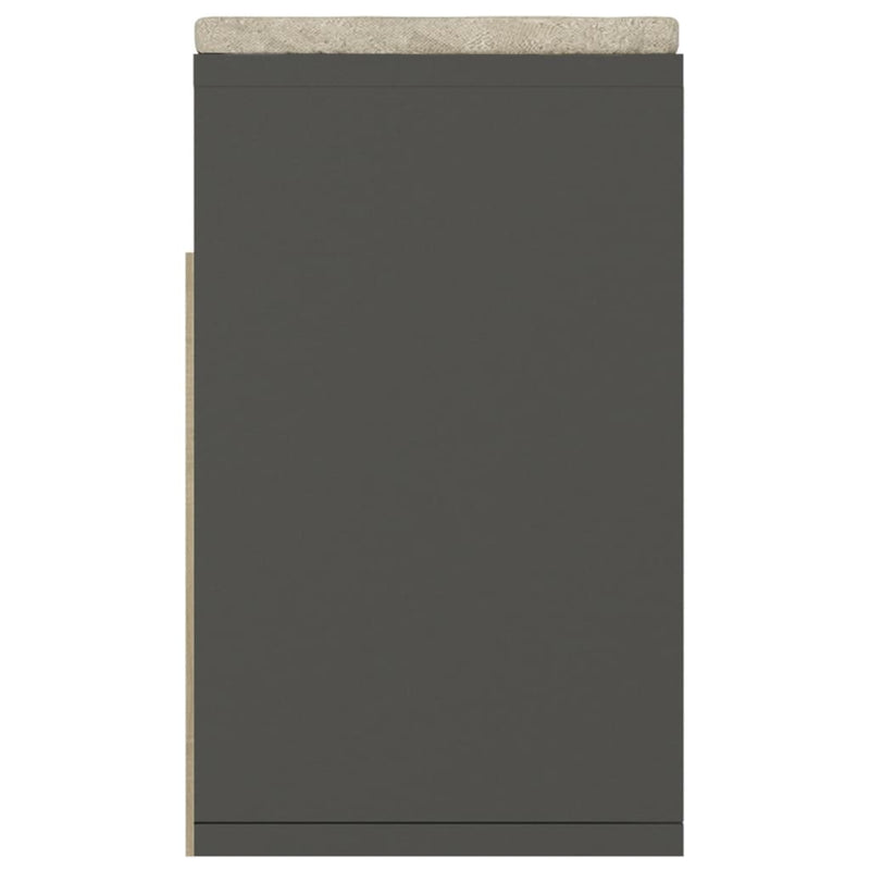 vidaXL szürke szerelt fa cipőtároló pad párnával 104 x 30 x 49 cm