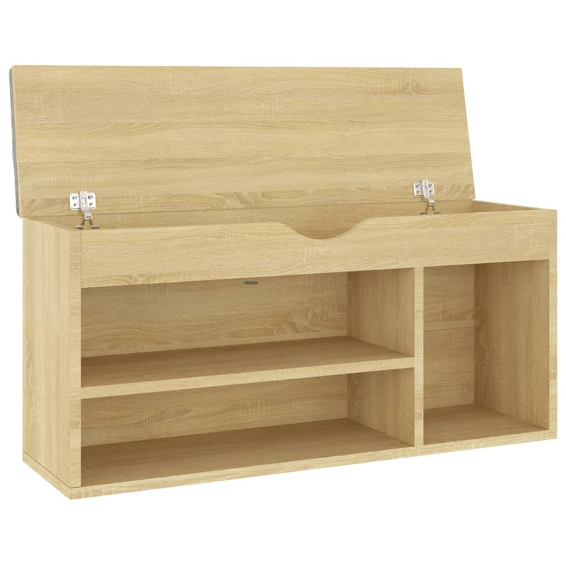 vidaXL sonoma tölgy színű cipőtároló pad párnával 104 x 30 x 49 cm