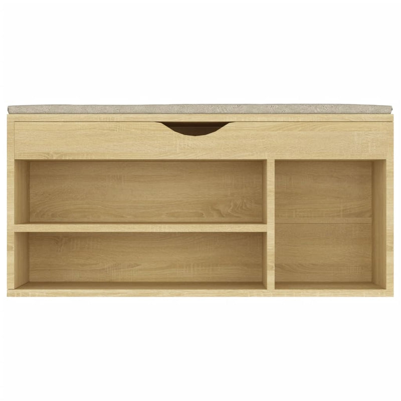 vidaXL sonoma tölgy színű cipőtároló pad párnával 104 x 30 x 49 cm