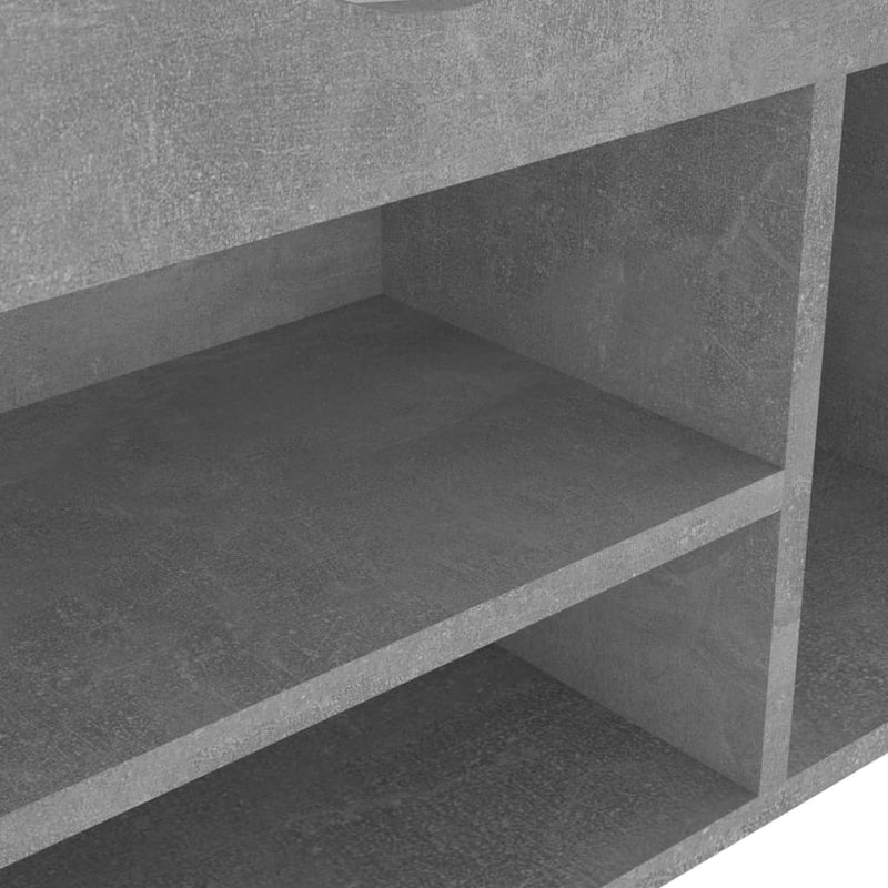 vidaXL betonszürke szerelt fa cipőtároló pad párnával 104 x 30 x 49 cm