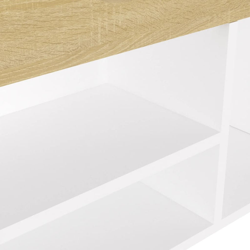 vidaXL fehér és sonoma tölgy színű cipőtároló pad párnával 104x30x49cm